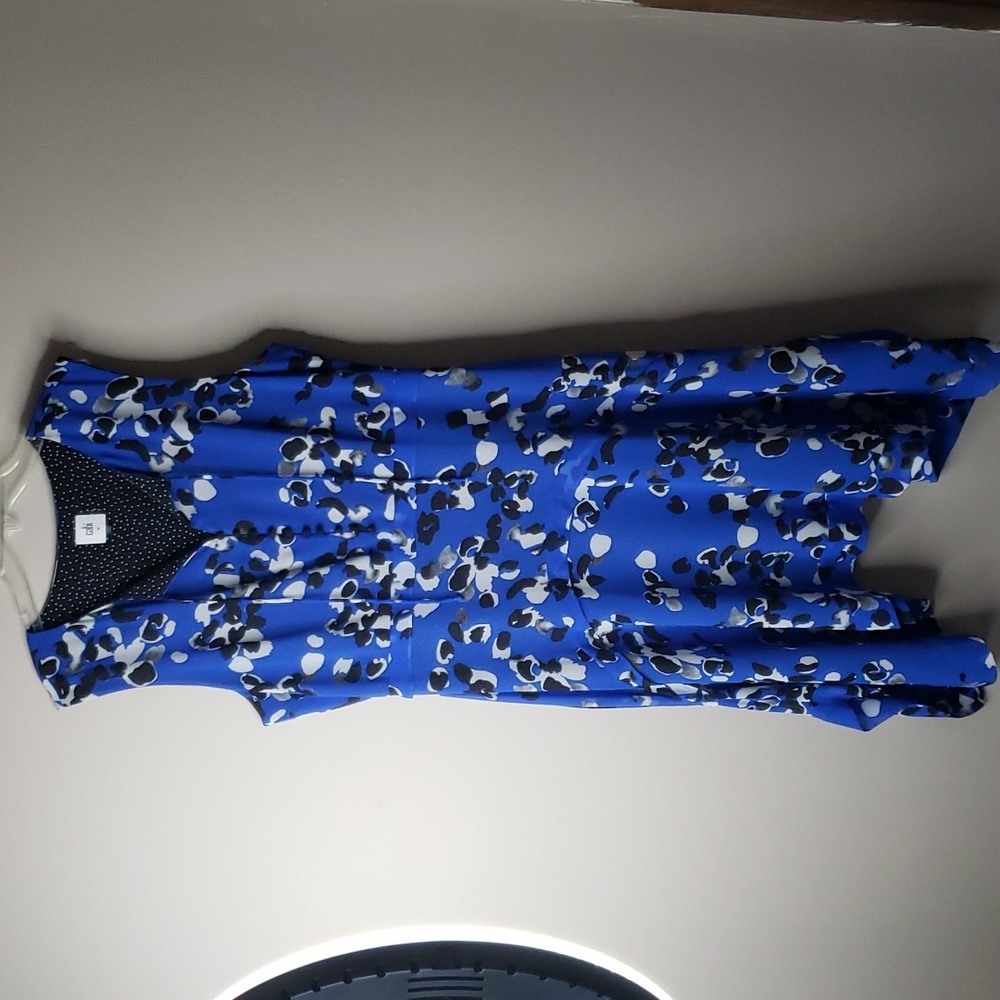 Cabi Untamed Trapeze Blue Cobalt Flowy Dress Meduim